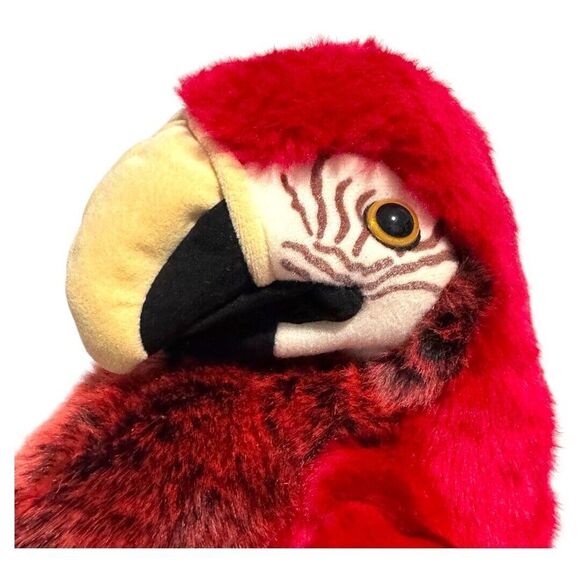 Folkmanis Puppets - 15" Scarlet Macaw Red Blue Yellow Parrot Bird Plush - Picture 2 of 6